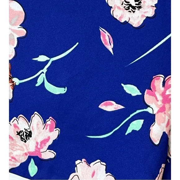 Kaari Blue Floral Print Blue Flowy Shorts Pull On Pockets Women Size Small - Picture 3 of 6